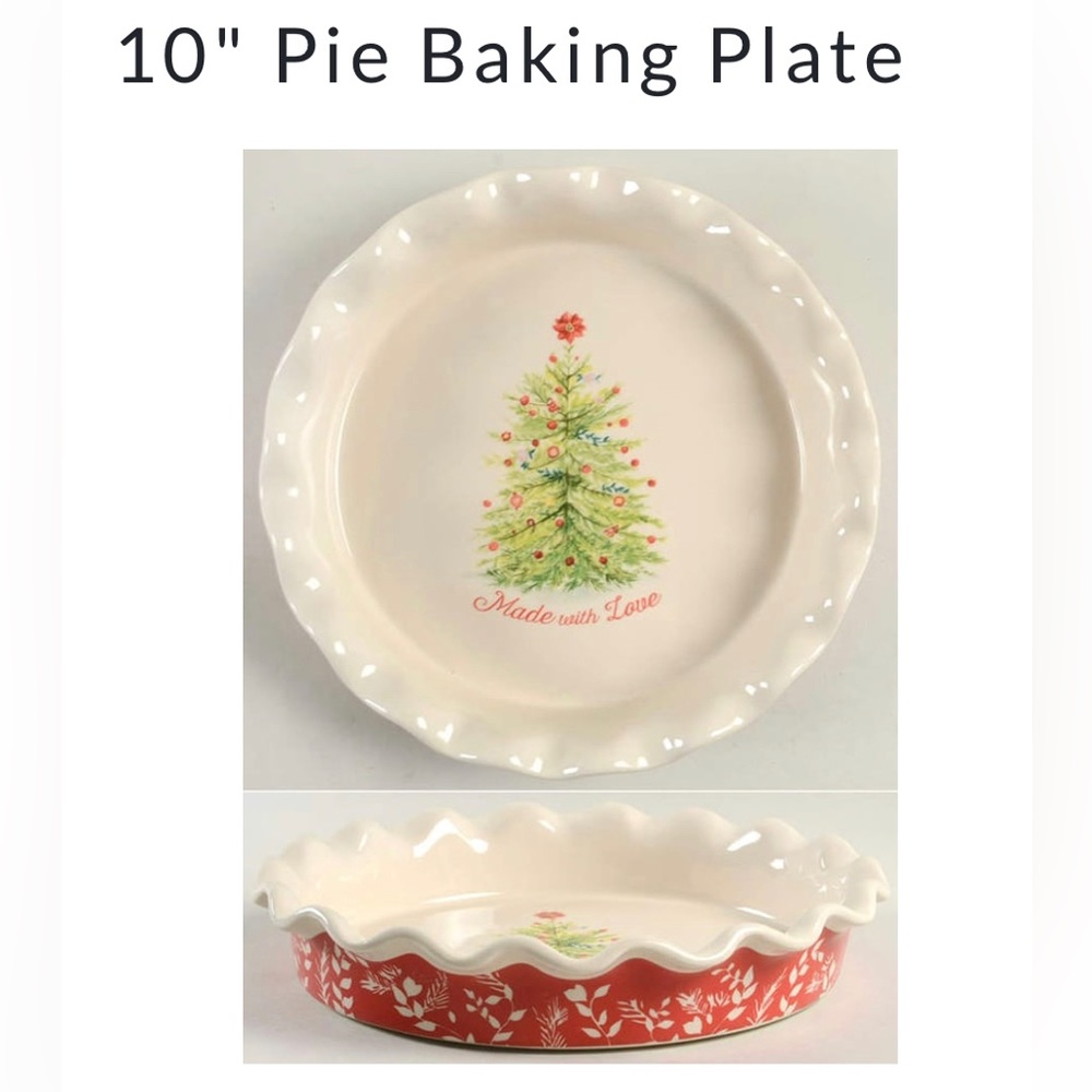 🌺 EUC Pioneer Women Holiday Cheer 10”D Stoneware Pie Plate/Pan, Qty 1